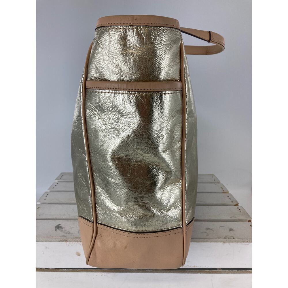 COACH METRO 26141E METALLIC GOLD LEATHER XL TOTE WEEKEND BAG - Picture 2 of 16